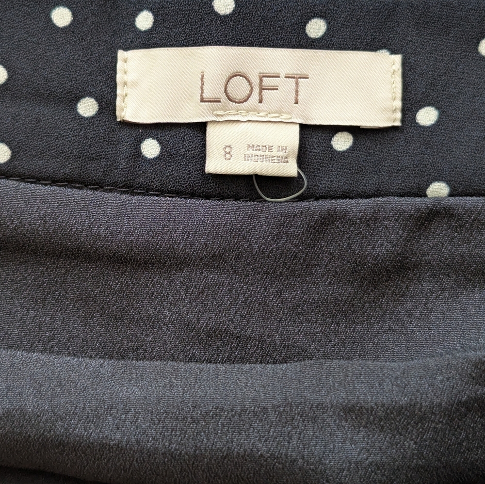 LOFT Navy Polka Dot Skirt - Picture 2 of 7